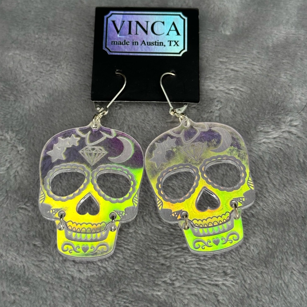 🌟BRAND NEW🌟 Iridescent Sugar Skull Dangle Earrings